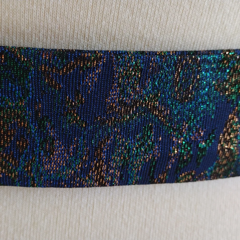 Vintage 80s Ione Jewel-Tone Braided Beaded Adjustable Wide Belt